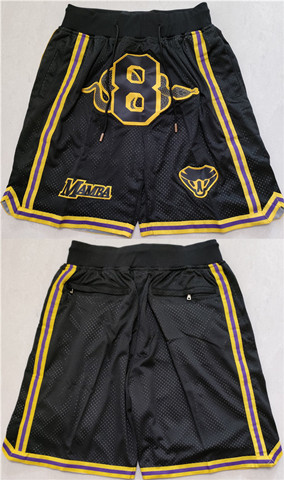 Men's Los Angeles Lakers #8 Kobe Bryant Black Shorts (Run Small)